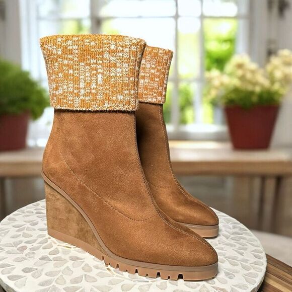 Donald Pliner $288 Sindie Suede Knit Cuff Wedge Boots Size 9 NEW - Picture 4 of 11